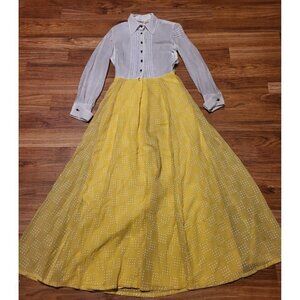 VTG 1970s SABA OF CALIFORNIA SIZE 12 BOHO‎ HIPPIE PRAIRIE DRESS Pleated F…